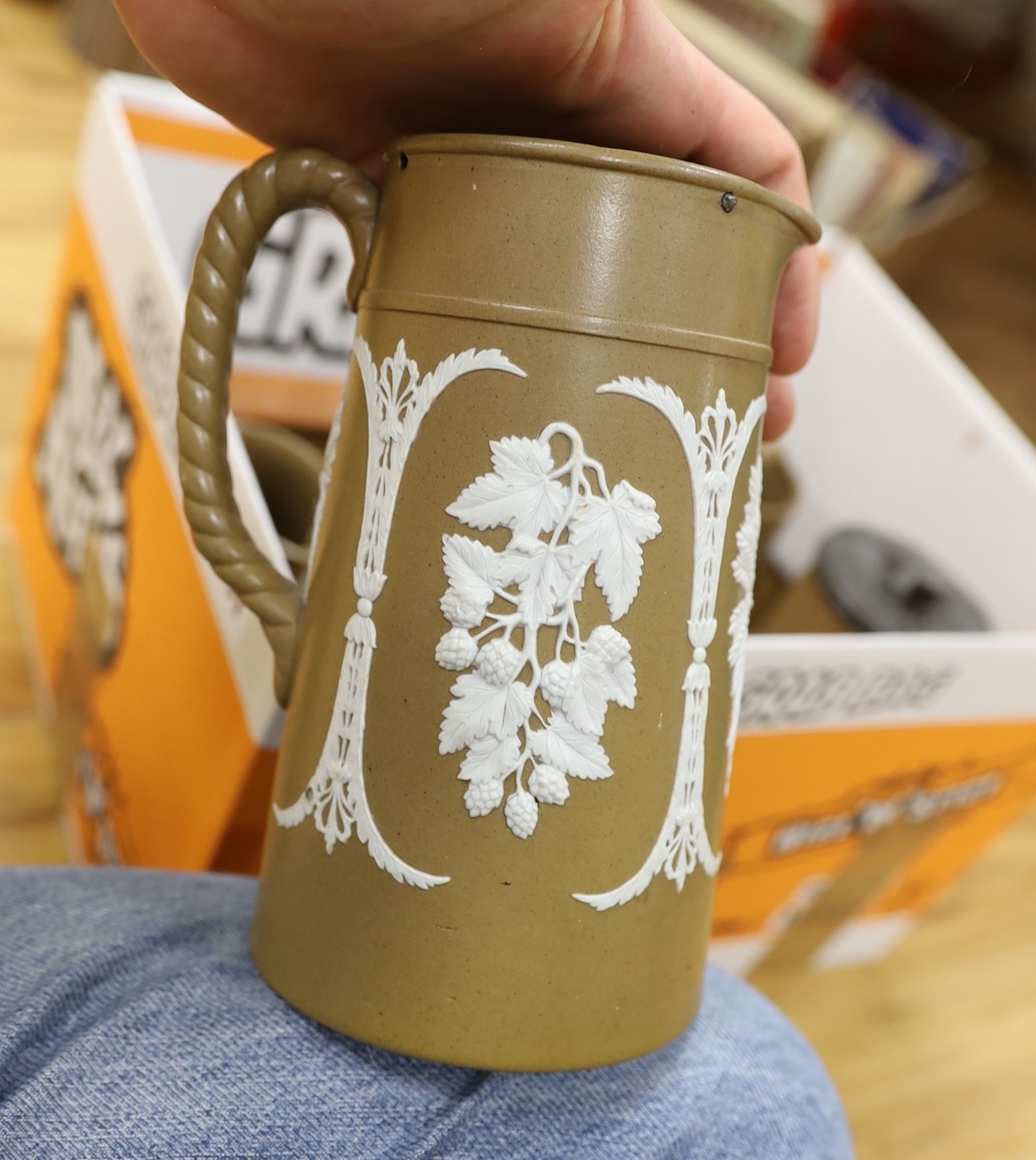 A group of various jugs, to include Copeland etc.